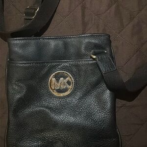 Michael Kors Black Leather Messenger Bag